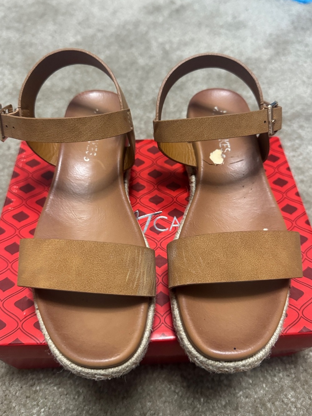 Hot Cakes Brown Espadrille Platform Sandals
